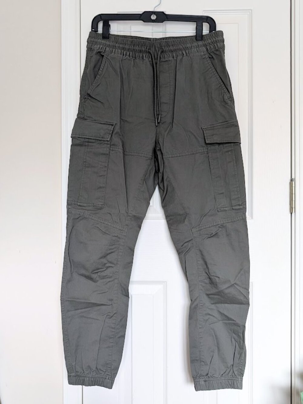 H&M Slim Fit Cargo Joggers Pants Elastic Khaki Green Size: Small